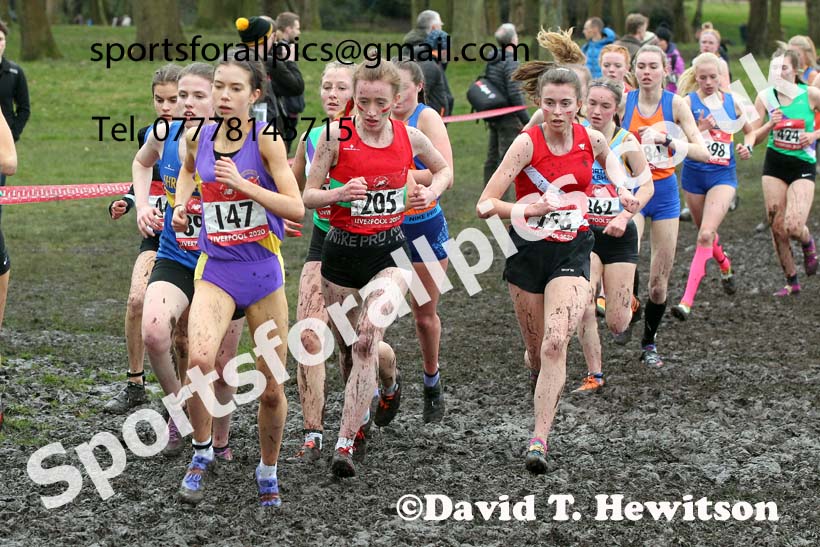 Senior girls, 2020 New Balance English Schools Champs., Sefton Park, Liverpool. Photo: David T. Hewitson/Sports for All Pics